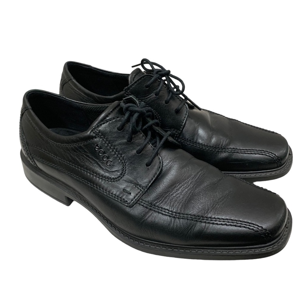 ECCO Dress Shoes Black Leather Oxford Lace Up Shock Men’s Size 10